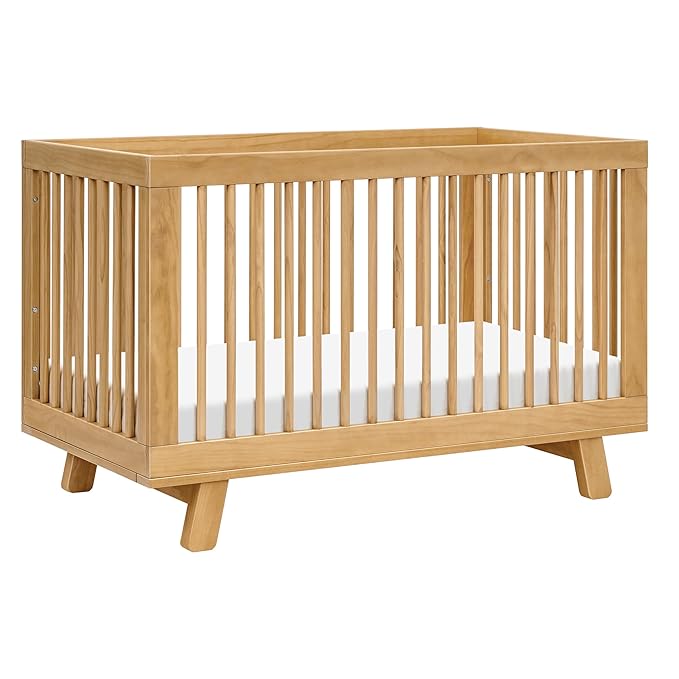 babyletto Hudson 3-in-1 Convertible Crib with Toddler Bed Conversion Kit in Honey, Greenguard Gold Certified