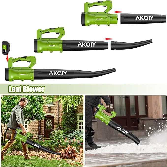 Cordless Leaf Blower - 90 MPH/440 CFM, Brushless Motor, Electric Leaf Blower, 2 X 21V 4.0Ah Battery and Charger,Lightweight and Powerful Battery Operated for Lawn Care, Yard, Garage Cleaning
