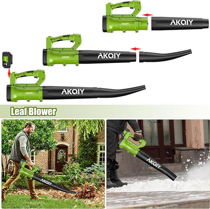 Cordless Leaf Blower - 90 MPH/440 CFM, Brushless Motor, Electric Leaf Blower, 2 X 21V 4.0Ah Battery and Charger,Lightweight and Powerful Battery Operated for Lawn Care, Yard, Garage Cleaning