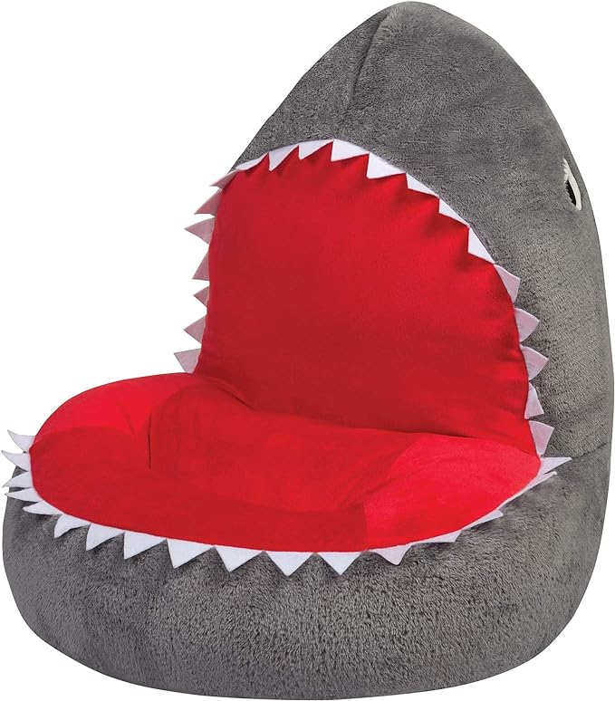 Trend Lab Shark Toddler Chair Plush Character Kids Chair Comfy Furniture Pillow Chair for Boys and Girls, 21 x 19 x 19 inches