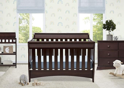 Delta Children Bentley S Series 4-in-1 Crib, Chocolate + Serta Perfect Slumber Dual Sided Recycled Fiber Core Crib and Toddler Mattress (Bundle)