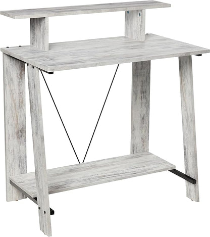 Acme Nypho Wooden 2 Shelves Writing Desk in Antique White and Black