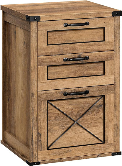 VASAGLE File Cabinet, Filing Cabinet with 3 Drawers, Printer Stand, Fit A4, Letter Size, Hanging File Folders, Modern Farmhouse Style, for Home Office, Study, Honey Brown UOFC054T41