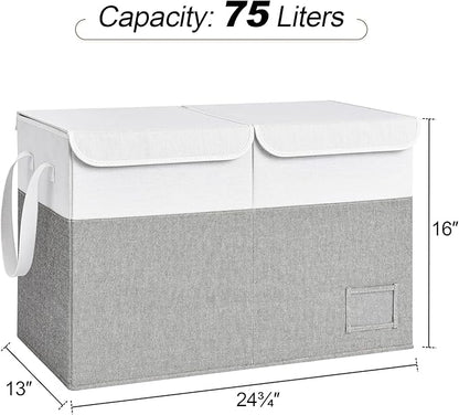 StorageWorks Toy Storage Organizer with Flip-Top Lids, Toy Bins for Living Room, Nursery Room, Playroom, Large Toy Chest for Kids, Grey and White, 24 ¾"L x 13" W x 16" H