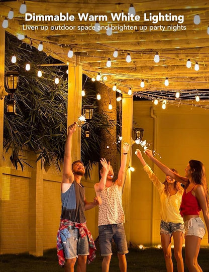 Govee Smart Outdoor String Lights H7021, RGBIC Warm White 96ft (2 Ropes of 48ft) LED Bulbs for Outdoor Decorations, WiFi Patio Lights Work with Alexa, Google, APP Control, IP65 Waterproof