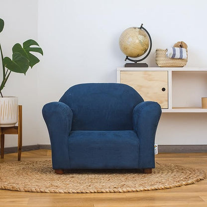 Keet Microsuede Children's Chair, Roundy,Wood, Indigo