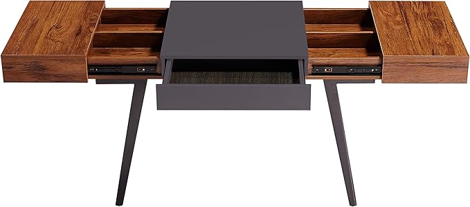 Techni Mobili Expandable Modern Storage Writing Desk, Mahogany