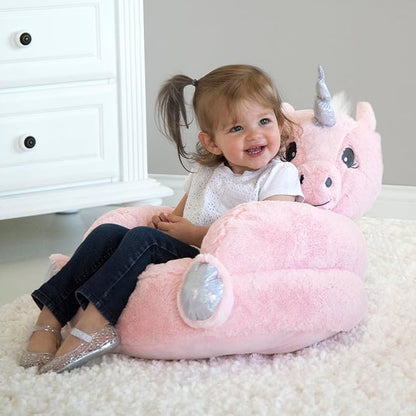 Trend Lab Pink Unicorn Toddler Chair Plush Character Kids Chair Comfy Furniture Pillow Chair for Boys and Girls, 21 x 19 x 19 inches