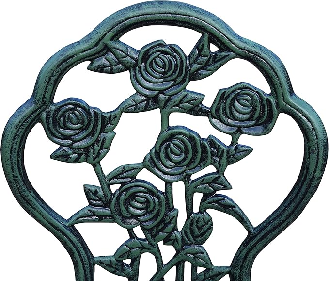 Oakland Living Cast Aluminum Conversation Metal Antique 3 Piece Patio Rose Bistro Set, Verdi Green