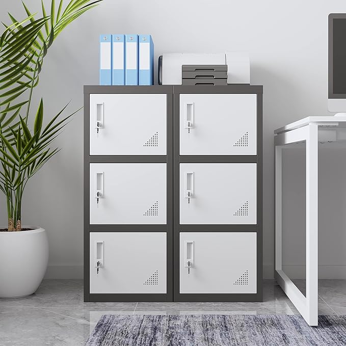 Metal Locker Storage Cabinet for School, Home, Office Employee Lock Box,Steel Organizer with 3 Doors & Keys,Steel Storage Cabinet