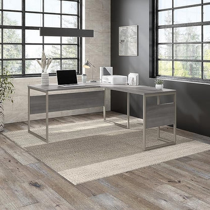 Bush Business Furniture Hybrid 60-inch L-Shaped Table Desk, Platinum Gray (HYB027PG)