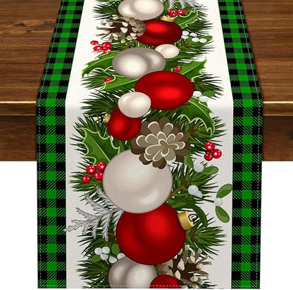 Nepnuser Black and Green Buffalo Check Plaid Christmas Table Runner 90 Inches Long Gingham Xmas Decoration Holiday Home Kitchen Decor