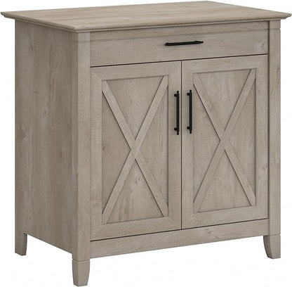 Bush Business Furniture Key West Secretary Desk with Keyboard Tray and Storage Cabinet, 30W x 20D, Washed Gray