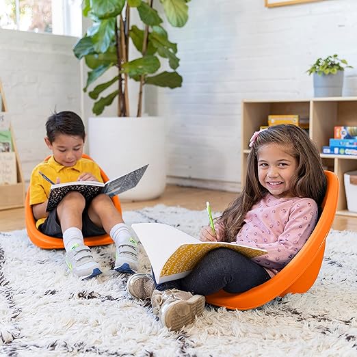 ECR4Kids Leaf Floor Seat, Rocker Chair, Orange, 6-Piece