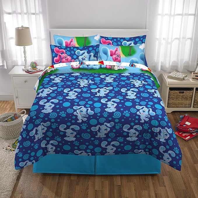 Franco Kids Bedding Super Soft Comforter and Sheet Set with Sham, 7 Piece Full Size, Blues Clues