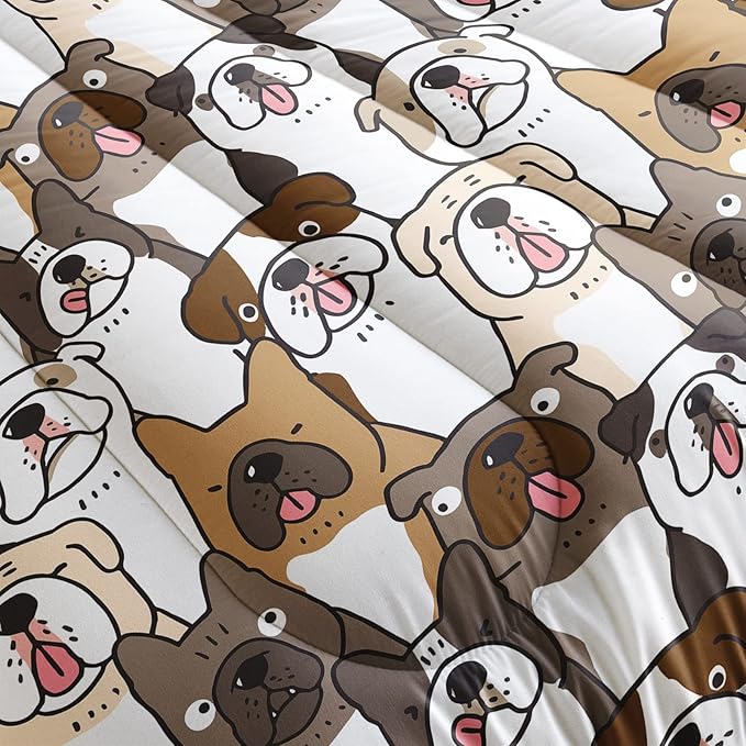 Kawaii Dog Comforter King Size,Dogs Comforter Set for Kids Teens Girls Boys,3Pcs Bedding Set Printed Comforter with 2 Pillowcases,Down Alternative,Soft and Lightweight，King Size