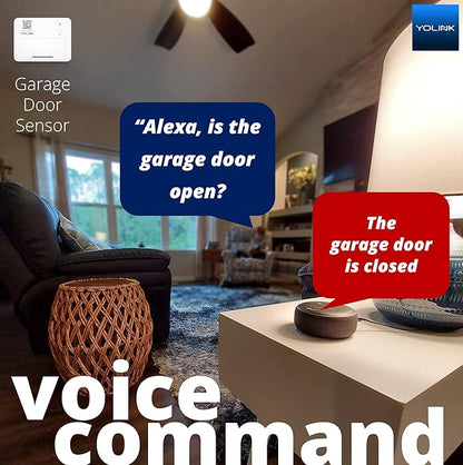 YoLink Smart Garage Door Sensor, Garage Door Position Sensor with Door Left-Open Reminders, Alexa, Google, IFTTT, Home Assistant (Hub Required)