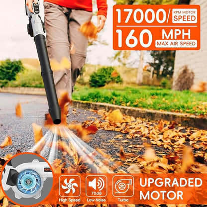 Leaf Blower Cordless - Electric Cordless Leaf Blower with 2 Batteries and Charger, 3 Speed Modes & 3 Blowing Nozzles, 20V Battery Powered Mini Leaf Blowers for Lawn Care, Patio, Indoor