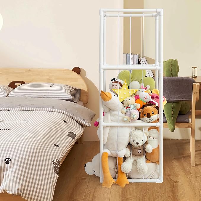 X-Large Stuffed Animal Zoo Storage Holder Stuffed Animal Storage Display Ideas PVC Plush with Bottom Net Toy Organizer Shelf Zoo Storage Cage for Doll Room Gift Play Room Nursery