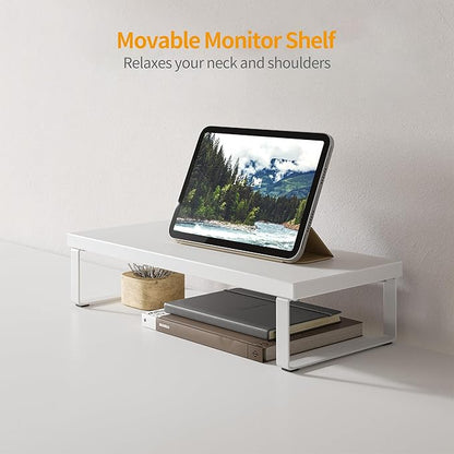 BANTI L Shaped Desk with Shleves, 50.4 inch Large Corner Desk with Two Storage, Space Saving, Easy to Assemble, White