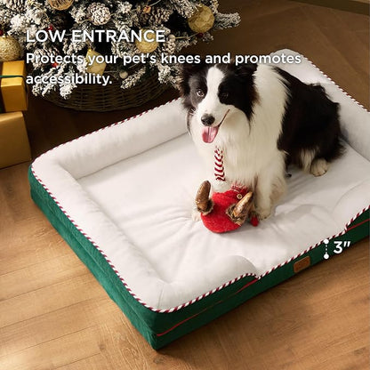 Bedsure Orthopedic Dog Bed for Large Dogs - Big Washable Dog Sofa Beds Large, Supportive Foam Pet Couch Bed with Removable Washable Cover, Waterproof Lining and Nonskid Bottom, Green