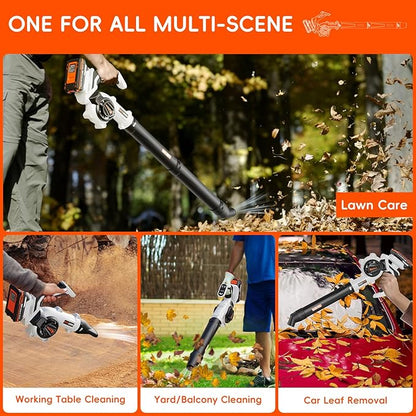 Leaf Blower Cordless - Electric Cordless Leaf Blower with 2 Batteries and Charger, 3 Speed Modes & 3 Blowing Nozzles, 20V Battery Powered Mini Leaf Blowers for Lawn Care, Patio, Indoor