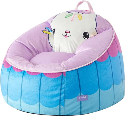 Idea Nuova Gabbys Dollhouse Hillside by pod Plush Kids Bean Bag Chair, 24"x24"x25", Ages 3+