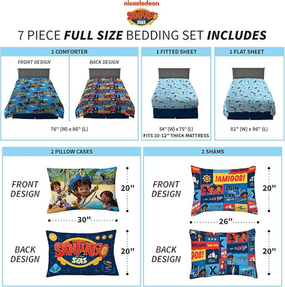 Franco Kids Bedding Super Soft Comforter and Sheet Set with Sham, 7 Piece Full Size, Santiago Of The Seas