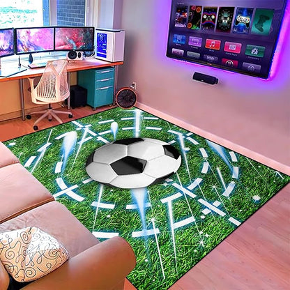 Football Rug for Boys Room - Soccer Rug for Boys Room Football Printed Rug for Kids Room Football Decor for Boys Bedroomsports Ball Doormat for Living Room Bedroom,4'×5'