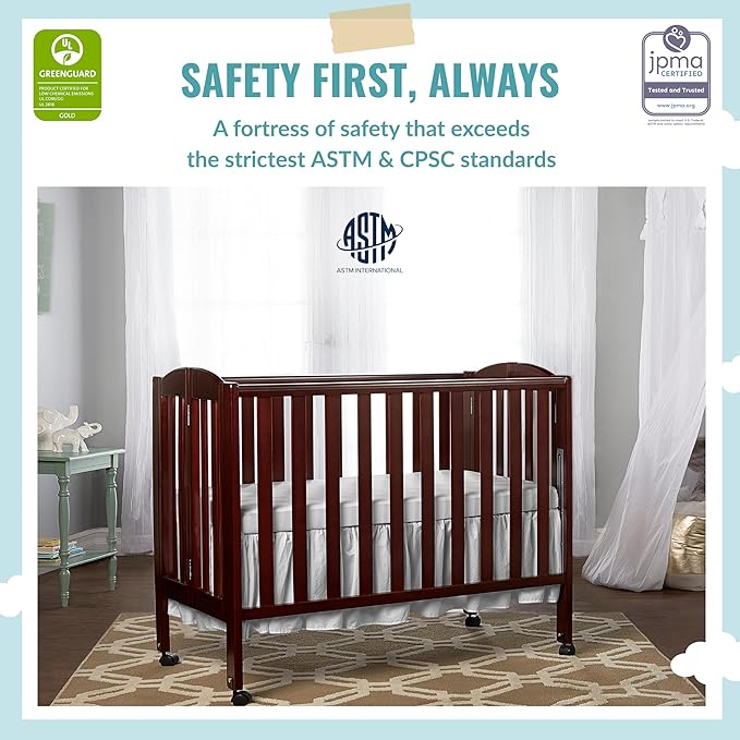 3-in-1 Portable Folding Crib Bundle with Sunset Extra Firm Fiber Mini Crib Mattress, 41x26x40 Inch and 38x24x3 Inch