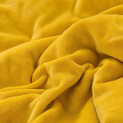Wellboo Mustard Velvet Comforter Sets Queen Women Turmeric Yellow Fluffy Bedding Comforters Teen Girls Dark Yellow Plush Quilts Soft Warm Winter Flannel Blankets Solid Yellow Luxury Shaggy Crystal Bed