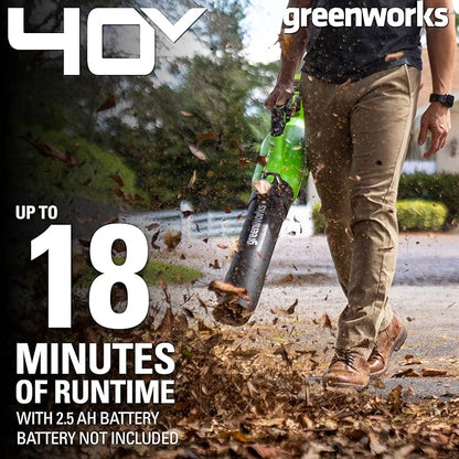 Greenworks 40V (120 MPH / 500 CFM / 75+ Compatible Tools) Cordless Axial Leaf Blower, Tool Only