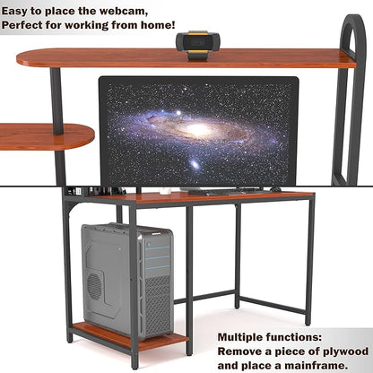 Anivia Computer Desk with Hutch and Shelves, 47'' Home Office Desk with Adjustable Bookshelves, Writing Desk PC Study Table Workstation for Small Spaces