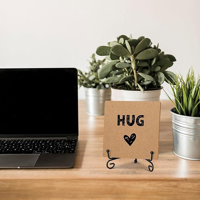 Hug - Home Office Desk Decor Wood Plaque with Stand, Love You Gifts, Thinking of You Gifts for Women Friends Girlfriend Boyfriend Mom Sisters - A03