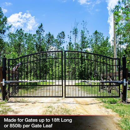 Mighty Mule Gate Opener, Solar and Smart Ready, Heavy Duty Automatic Gate Opener, Gates up to 18ft or 850lb Per Gate Leaf, Dual Gate Opener, MM572W