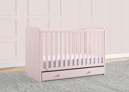 GAP babyGap Graham 4-in-1 Convertible Crib with Storage Drawer - Greenguard Gold Certified, Blush Pink/Dark Pink