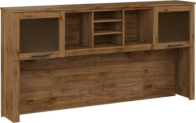 Bush Furniture Somerset Desk Hutch, Attachment with Shelves and Cabinets for Home Office, 72W, Fresh Walnut