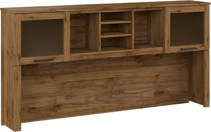 Bush Furniture Somerset Desk Hutch, Attachment with Shelves and Cabinets for Home Office, 72W, Fresh Walnut