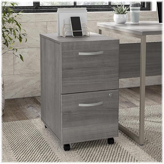 Bush Business Furniture HYF116PGSU-Z Hybrid 2-Drawer Mobile File Cabinet, Letter/Legal, Platinum Gray, 20-Inch,