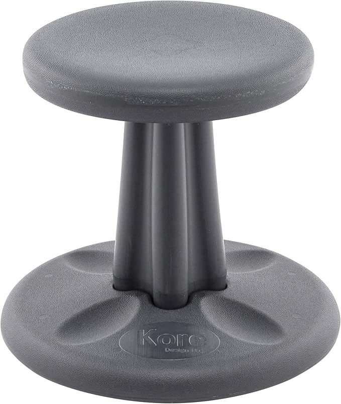 Kore Kids Preschool Wobble Chair - Flexible Seating Stool for Classroom, Preschool, Kindergarten & Elementary School - Age 4-5 yrs, Grey (12in)