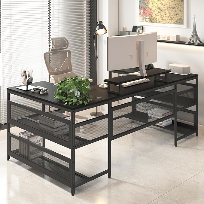NicBex Laik-DW-00009-DX-1 Desks, 82" W x 43" D x 35" H, Matte Black