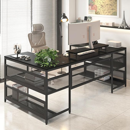 NicBex Laik-DW-00009-DX-1 Desks, 82" W x 43" D x 35" H, Matte Black