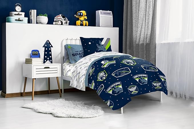 Jay Franco Disney Pixar Lightyear Space Command 5 Piece Twin Size Bed Set - includes Comforter & Sheet Set - Bedding Features Buzz - Super Soft Kids Fade Resistant Microfiber (Official Product)