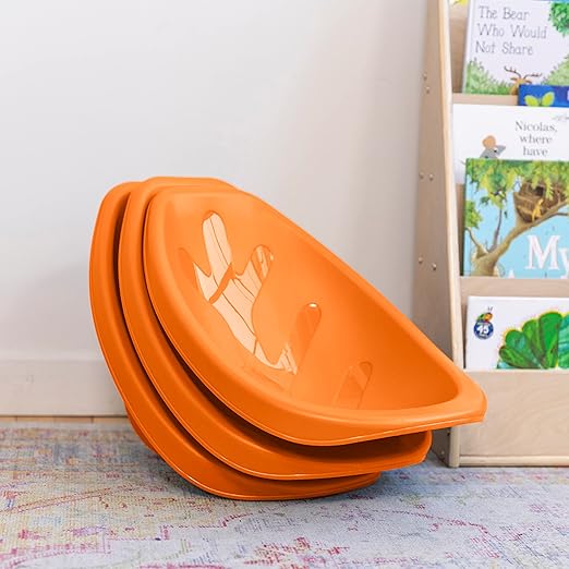 ECR4Kids Leaf Floor Seat, Rocker Chair, Orange, 6-Piece