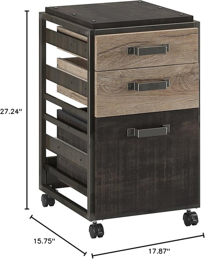 Bush Furniture Refinery 3 Drawer Mobile File Cabinet, Rustic Gray (RFF116RG-03)