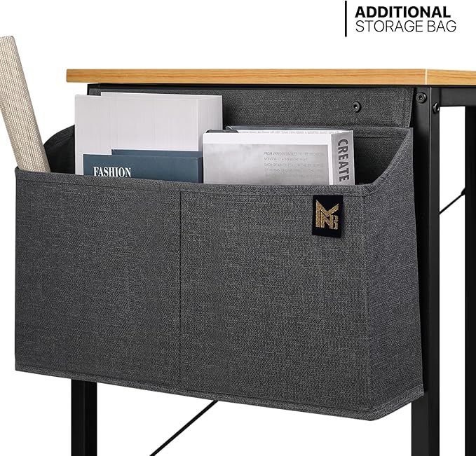 MoNiBloom Computer Desk, Modern Simple Style Laptop Table with Bag for Reading Writing Livingroom Bedroom - Light Walnut