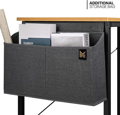 MoNiBloom Computer Desk, Modern Simple Style Laptop Table with Bag for Reading Writing Livingroom Bedroom - Light Walnut