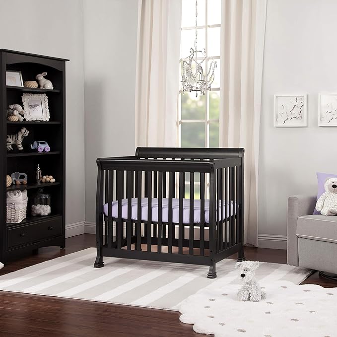 DaVinci Kalani 4-in-1 Convertible Mini Crib in Ebony | Greenguard Gold Certified