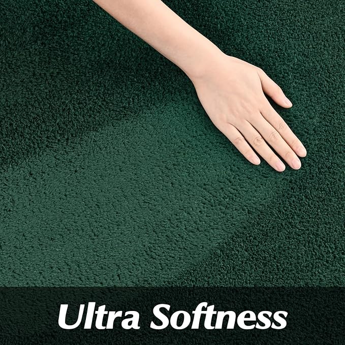 Round Area Rugs for Bedroom Living Room, 5x5 Dark Green Super Soft Comfy Thickened Memory-Foam Indoor Circle Carpet, Modern Aesthetic Minimalist Carpet for Boys Girls Adults Nursery Home Décor