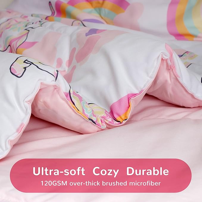 SLEEP ZONE Kids Unicorn Bedding Twin Comforter Set - Super Soft & Cute Printed 2-Piece Comforter Set All Seasons for Girls, Fade Resistant, Machine Washable, Pink Unicorn